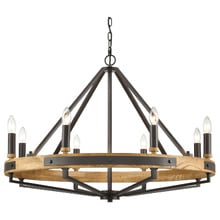 Corey Iron & Oak Wood 8 Light Pendant